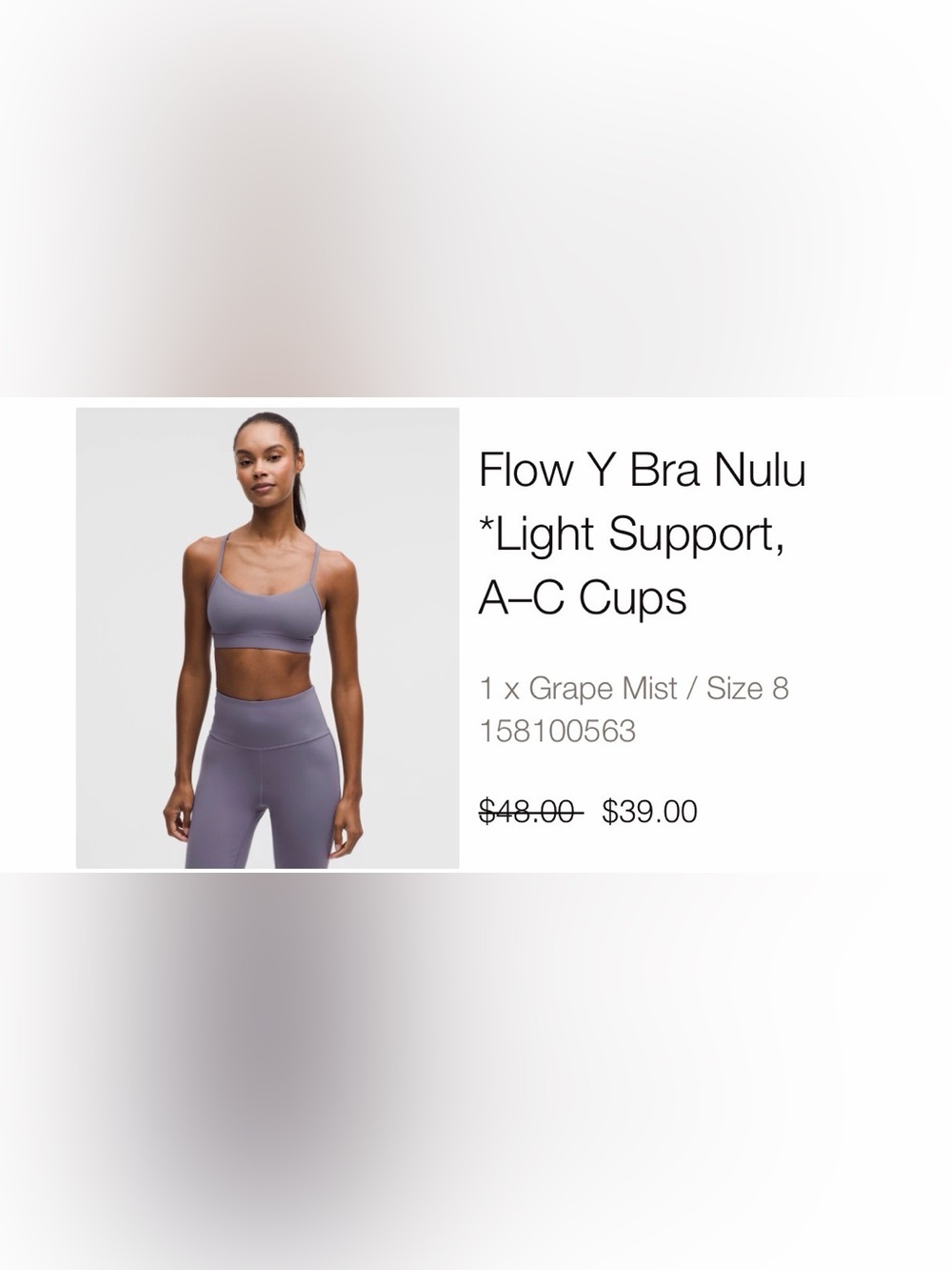 Lululemon Flow Y Bra size 8